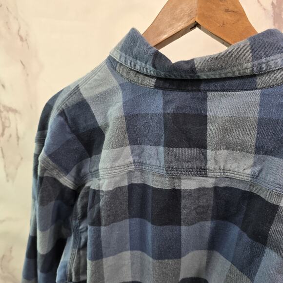 Carhartt Shirt Mens Large Blue Flannel Long Sleeve Button Down Plaid Relaxed - Picture 6 of 12